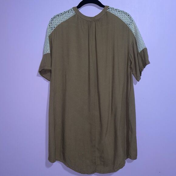 Umgee Mini Dress Women Small Brown Boho Peasant Minimalist Neutral Coastal - Picture 6 of 8